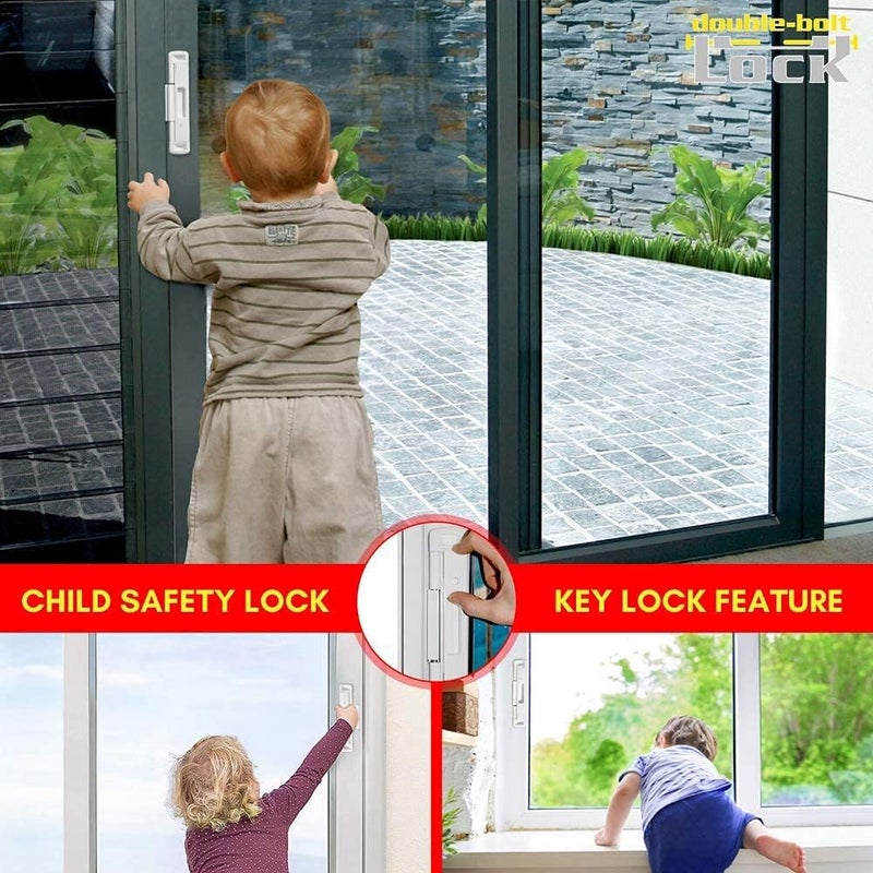CAL DOUBLE-BOLT LOCK Double Bolt Lock for Sliding Glass Doors - Newly Patented - Advanced Technology to Keep Your Family Safe and Secure - High Security Lock - Virtually Burglar Proof (Black) - Image 2